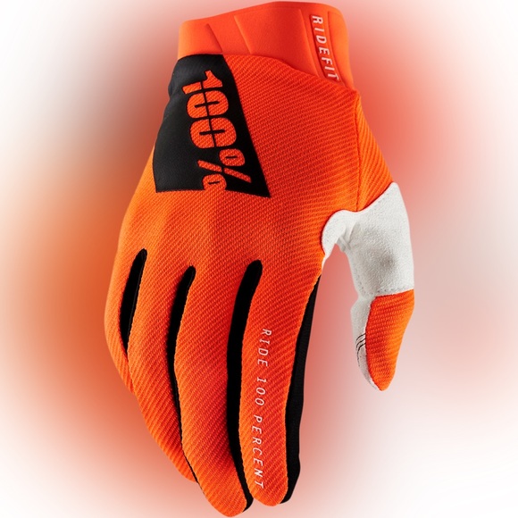 100% RIDEFIT FLUORESCENT ORANGE  / BLACK GLOVES SIZE XL - Picture 1 of 10